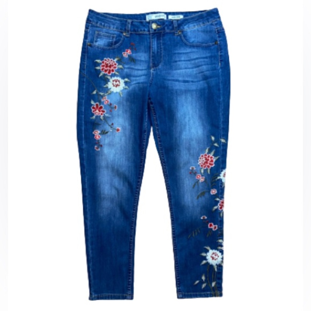 Sandpiper Womens Embroidered Floral High Rise Jeans Size 10